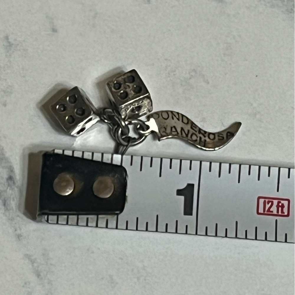 Sterling Silver Dice Ponderosa Ranch Banner Charm - Picture 7 of 8